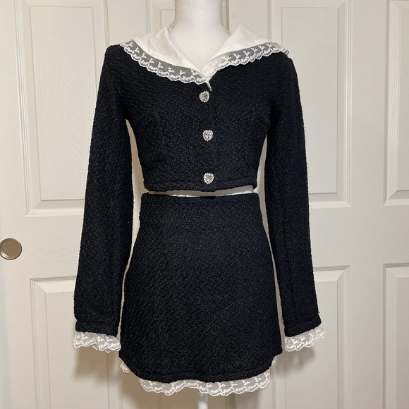 Dresses & Skirts - Shein black tweed 2pc with lace trim